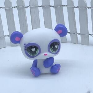 Hasbro Littlest Pet Shop #16 Panda Bear White Purple Green Heart Eyes G7 LPS